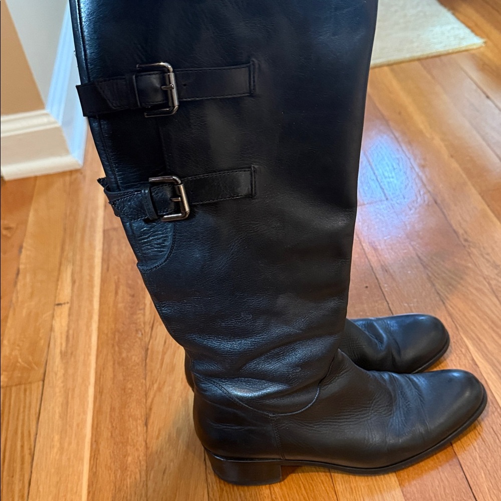 Black Leather Knee-High Boots
